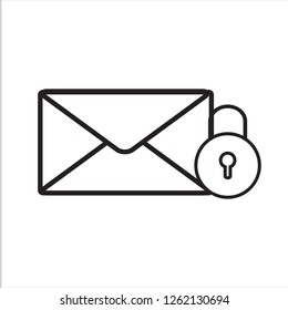 Message locked icon vector line art style