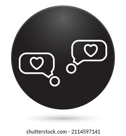 Message love icon, black circle button, vector illustration.