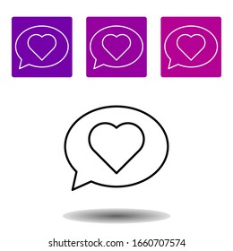 message with love icon . Simple outline vector of Love purple set for UI and UX, website or mobile application