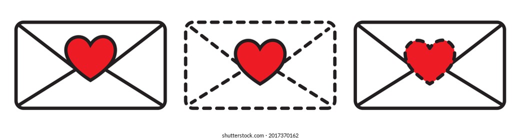 Message love, Icons set. Vector illustration