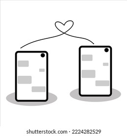 message of love through mobile phone logo,vector illustration