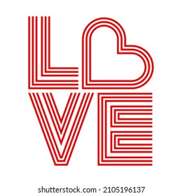 Message of love. Valentine's Day concept. Red stripes on a white background. Design for fabric pattern, tile, cover, poster, card, flyer, brochure, banner, wall. Vector illustration.