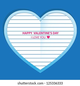 Message of love in Valentine's Day, heart-shaped paper vector illustration.