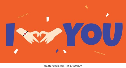 Message of i love you hand gesture, shapes heart with hands.