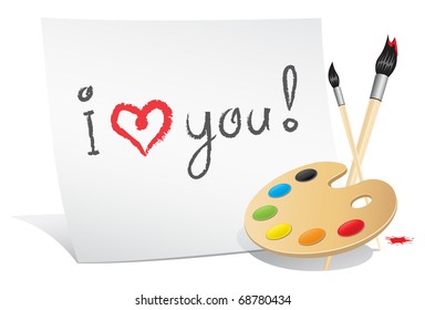message i love you on the white paper by artist
