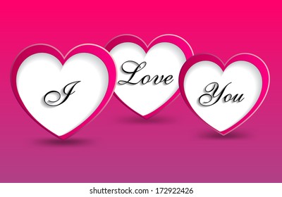 message i love you spelled on hearts, vector illustration