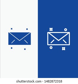 Message, Mail, Email Line and Glyph Solid icon Blue banner Line and Glyph Solid icon Blue banner