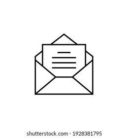 message mail icon in flat black line style, isolated on white background 