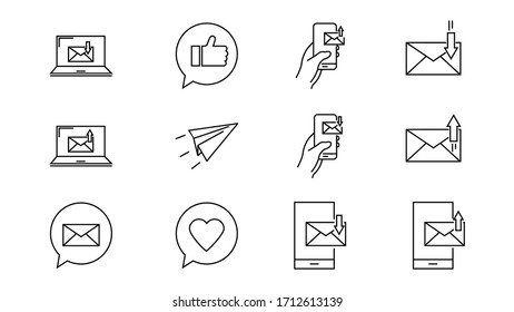 E-Mail-Zeilensymbole auf weißem Hintergrund.Vektorillustration-Illustration