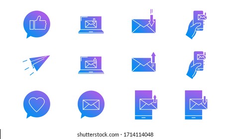 Message and Mail line icons on white background.vector illustration
