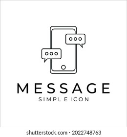 message or mail logo line art simple minimalist vector icon design.