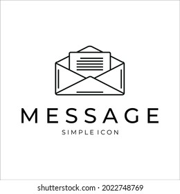 message or mail logo line art simple minimalist vector icon design.