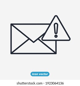message mail warning icon. Exclamation mark. Warning Information sign symbol template for graphic and web design collection logo vector illustration