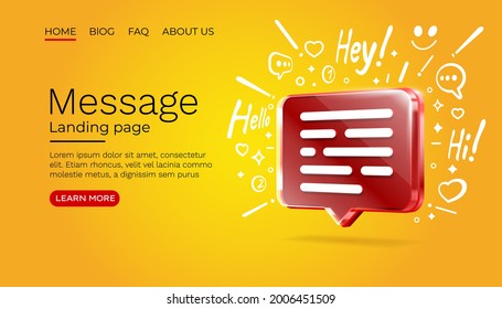 Message with many icons, chat for communication of people. Vector illustration
