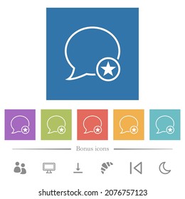 Message marked outline flat white icons in square backgrounds. 6 bonus icons included.