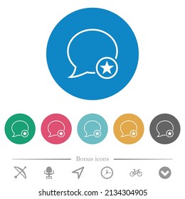 El mensaje marcó el contorno de iconos blancos planos en fondos de color redondo. 6 iconos de bonificación incluidos.