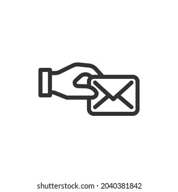 Message minimal line icon. Web stroke symbol design. Message sign isolated on a white background. Premium line icon.