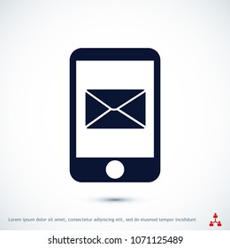 message in mobil vector icon, stock vector illustration flat design style