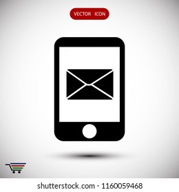 message in mobil vector icon, stock vector illustration flat design style