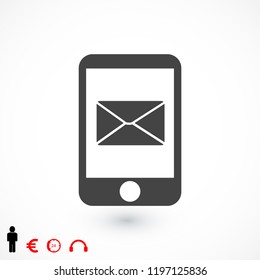 message in mobil vector icon, stock vector illustration flat design style