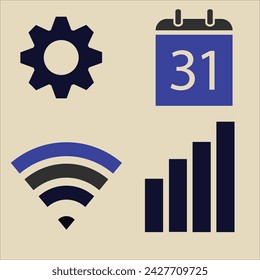 message mobile phone wifi location setting signals contacts mobile vector icons