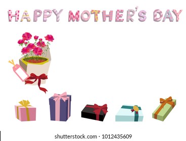 Message of Mother's Day.
Clip art of Mother's Day.
Message of appreciation.
Image of carnation and Mother's Day.
Illustration of a message on Mother's Day.