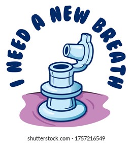 Message I Need New Breath, air valve inflatable object to object. Ideal for informational and institutional materials