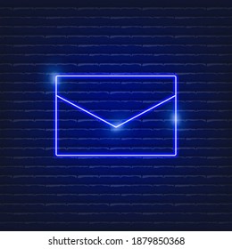 Message neon icon. Communication concept. Vector illustration email for web design, application, site.
