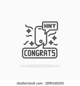 Message New Year icon. Editable Stroke and pixel perfect. Outline style. Vector illustration. Enjoy this icon for your project.