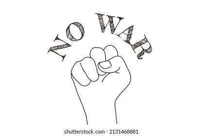 A message of "No War" and a fist raised in opposition to war.