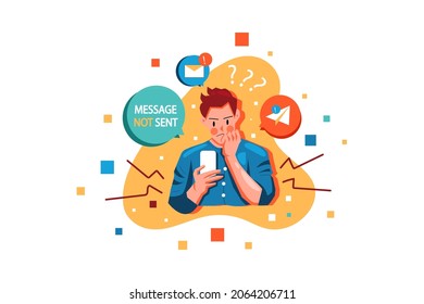 Message not sent Illustration concept. Flat illustration isolated on white background.