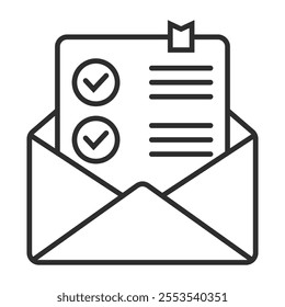 Message note with checklist outline icon, editable vector illustration and transparent graphic element. Isolated on white background