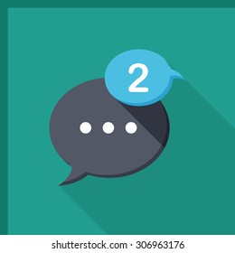 Message notice icon, vector illustration. Flat design style with long shadow,eps10