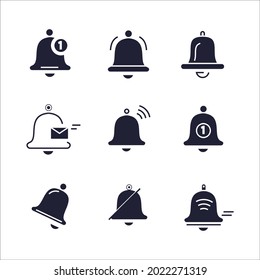 Message notification bell icon set. Message notification bell pack symbol vector elements for infographic web