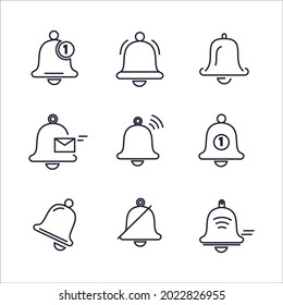 Message notification bell icon set. Message notification bell pack symbol vector elements for infographic web