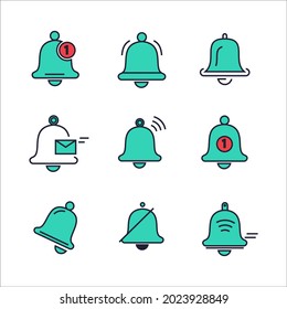 Message notification bell icon set. Message notification bell pack symbol vector elements for infographic web