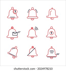 Message notification bell icon set. Message notification bell pack symbol vector elements for infographic web