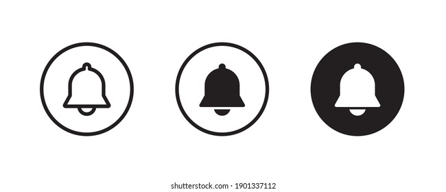 Mensaje de notificación de timbre mensaje entrante de la bandeja de entrada, timbre, alarma, servicio, timbre de mano Botón de iconos de llamada del bombero, vector, signo, símbolo, logotipo, ilustración, trazo editable y diseño plano aislado