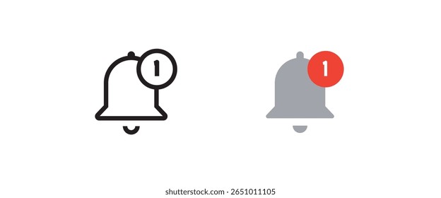Message notification bell incoming inbox message, ringing, Alarm, service, handbell Firefighter call icons button, vector, sign, symbol, logo, illustration, editable stroke and flat design isolated