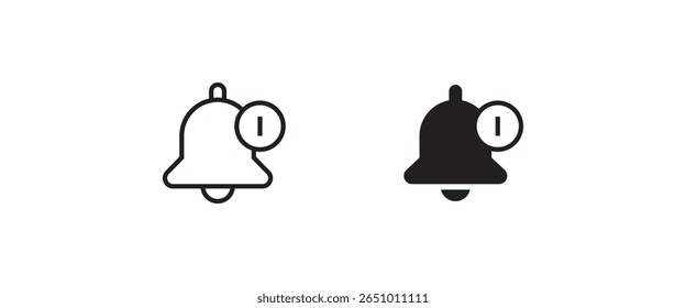 Message notification bell incoming inbox message, ringing, Alarm, service, handbell Firefighter call icons button, vector, sign, symbol, logo, illustration, editable stroke and flat design isolated