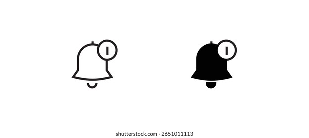 Message notification bell incoming inbox message, ringing, Alarm, service, handbell Firefighter call icons button, vector, sign, symbol, logo, illustration, editable stroke and flat design isolated