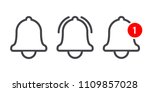 Message notification bell vector line icon for incoming inbox