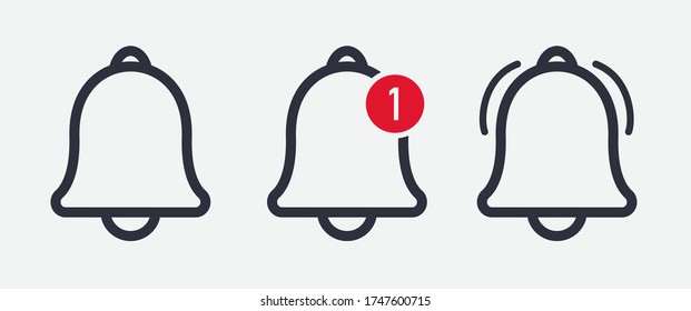 Message Notification Bell Vector Line Icon For Incoming Inbox