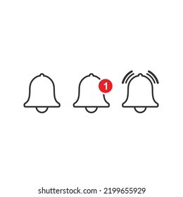 Message notification bell vector line icon for incoming inbox
