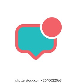 A message notification graphic with a teal speech bubble, red border, and a red notification dot in the upper right corner on a white background.
