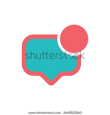 A message notification graphic with a teal speech bubble, red border, and a red notification dot in the upper right corner on a white background.