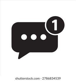 Message Notification Icon, Chat Bubble Alert Unread Badge Vector

