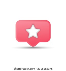 Message notification icon. Cloud new message realistic 3d design. Dialog, Chat Speech Bubble with a star. Clicks the arrow cursor on dialogue. Vector illustration eps 10