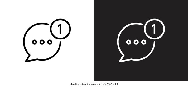 Icono de notificación de mensaje en estilo de línea. Concepto de redes sociales. nuevo icono de notificación. Comunicación de notificación de chat de redes sociales. Icono de Vector de concepto de redes sociales en fondo blanco y negro. Trazo editable.