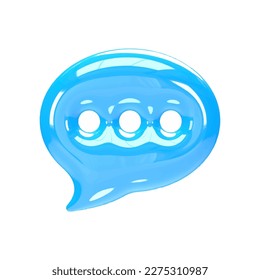 Message notification icon. New message concept. Realistic 3d design of glossy 3D speech bubble icon bubble with white dots. Dialog or blue chat speech bubble. Vector illustration eps 10